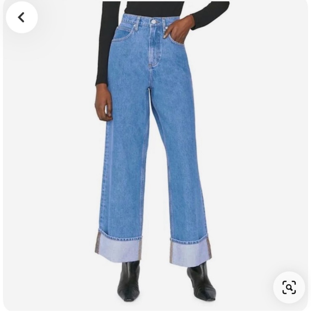 Frame Denim High Rise Rolled Wide Leg